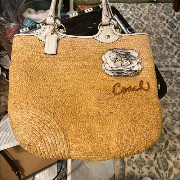 Coach Bleecker Straw Tote, - Picture 2 of 8